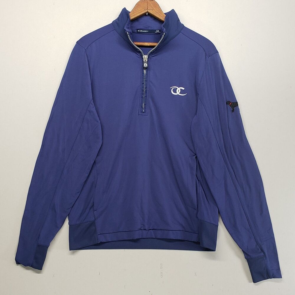 B Draddy Quarter Zip Pullover Medium Old Chatham Club Golf Sweater Blue Mock